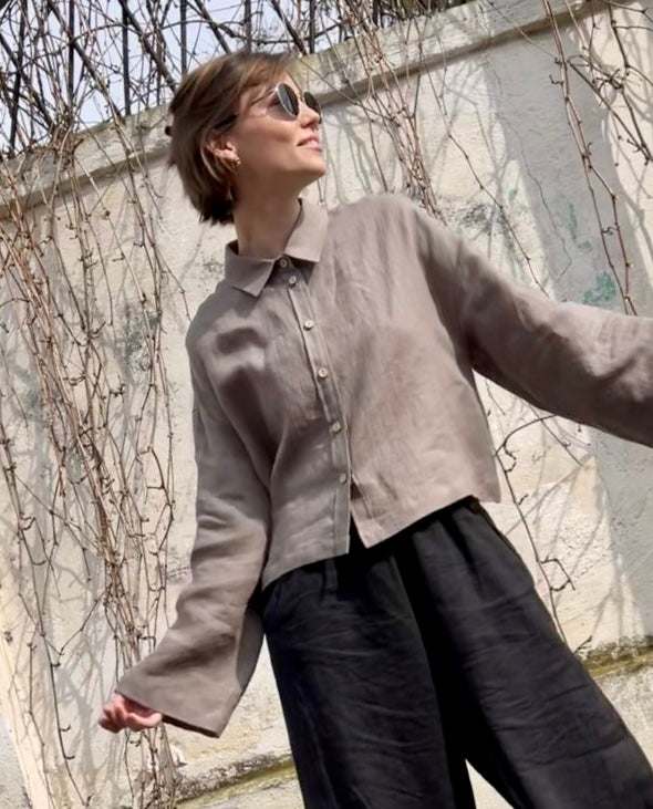 Lniana koszula krótka