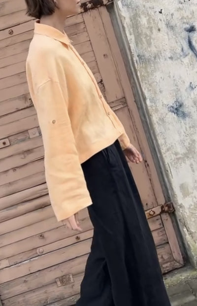 Lniana koszula krótka