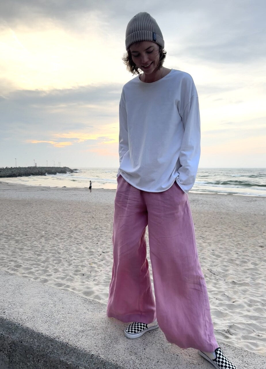 Lniane spodnie baggy