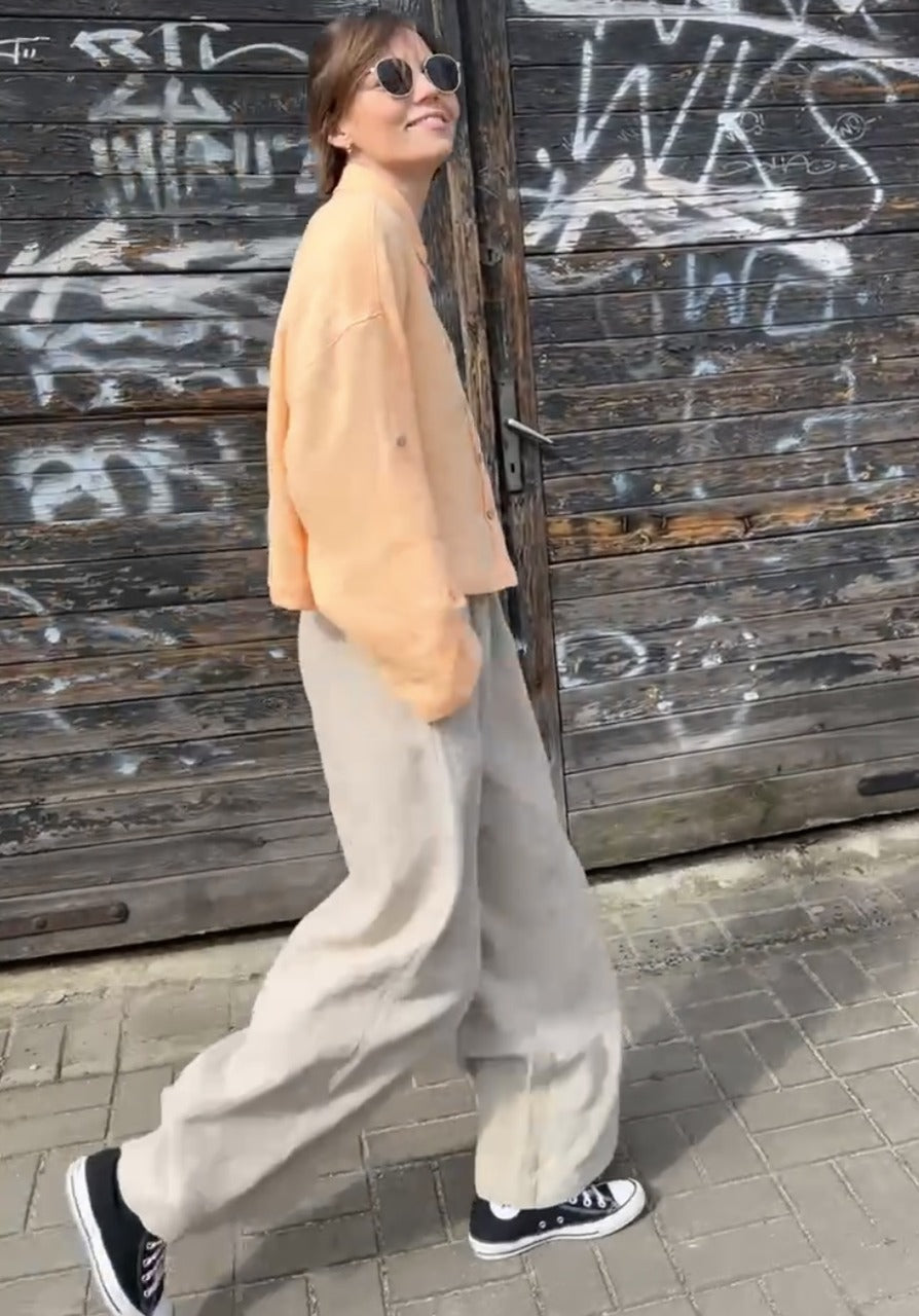 Lniane spodnie baggy