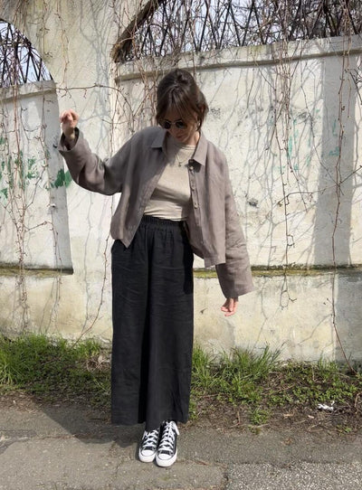 Lniana koszula krótka