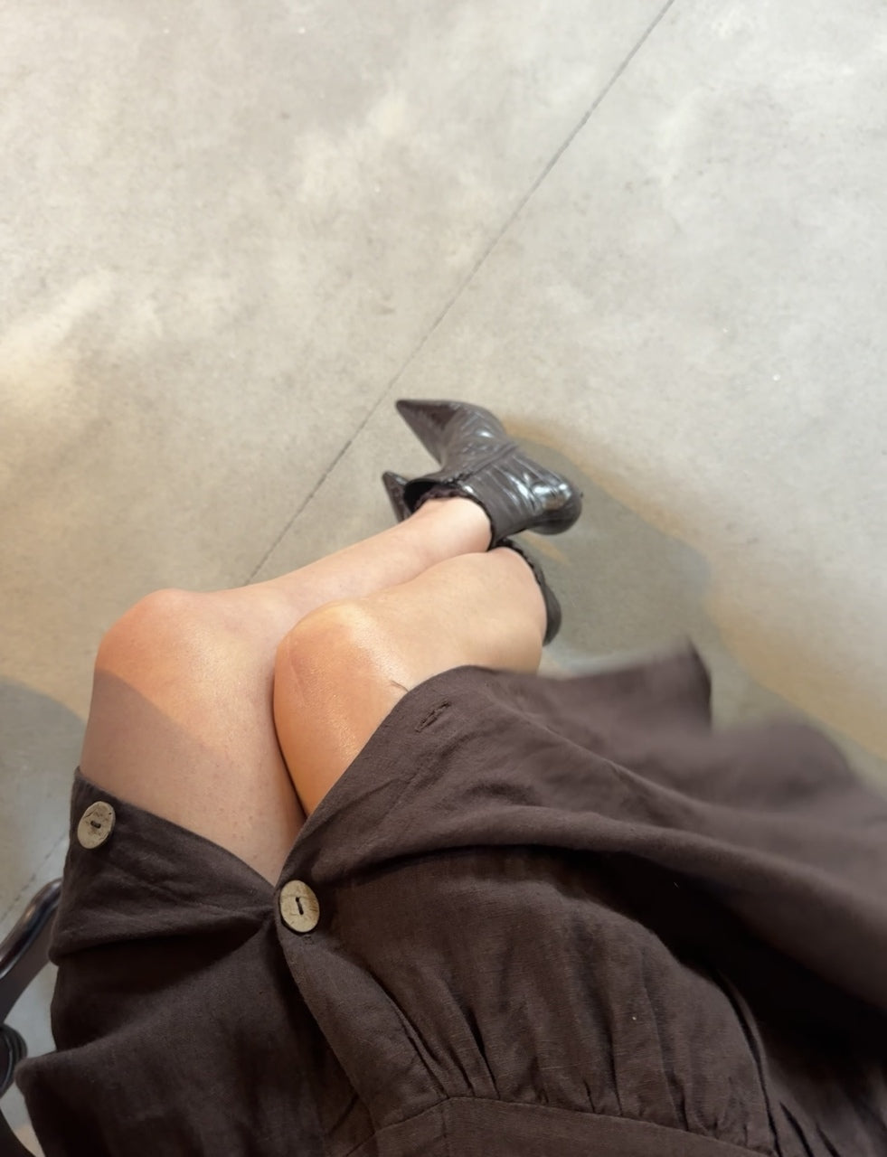 Lniana spódnica maxi z falbaną