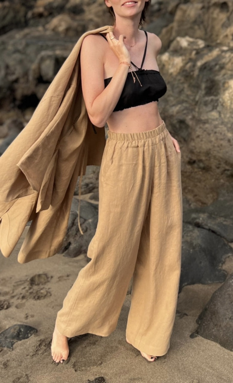 Lniane spodnie baggy